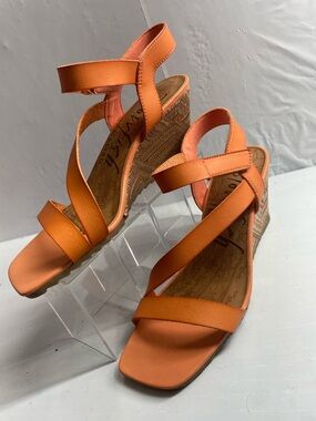 Blowfish Orange Strappy Wedge Sandals 10
